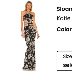 Katie May Strapless Gown in Black Floral
